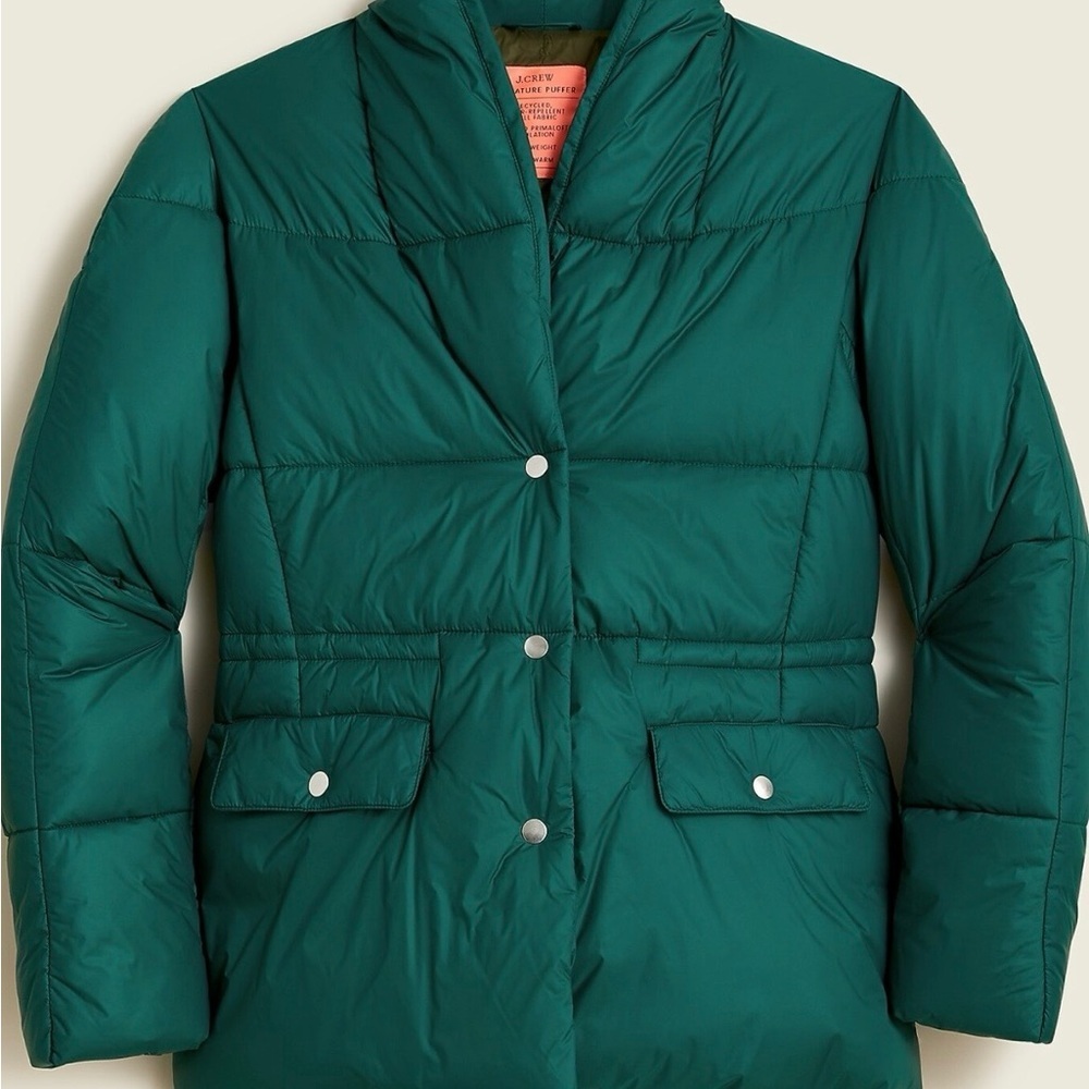 J.Crew Alps Signature Puffer Jacket Womens Size XS Green Primaloft Insulation - Picture 5 of 16